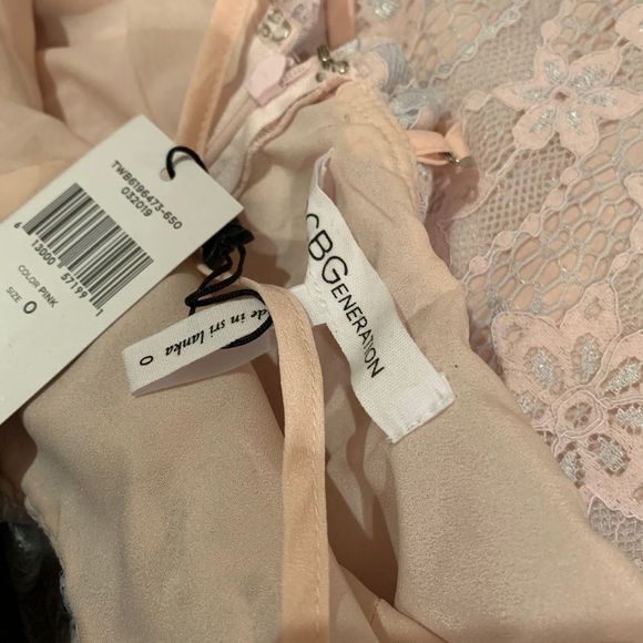 Bcbgeneration Lace Ruffled Mini Dress Pink 0 - Picture 7 of 8
